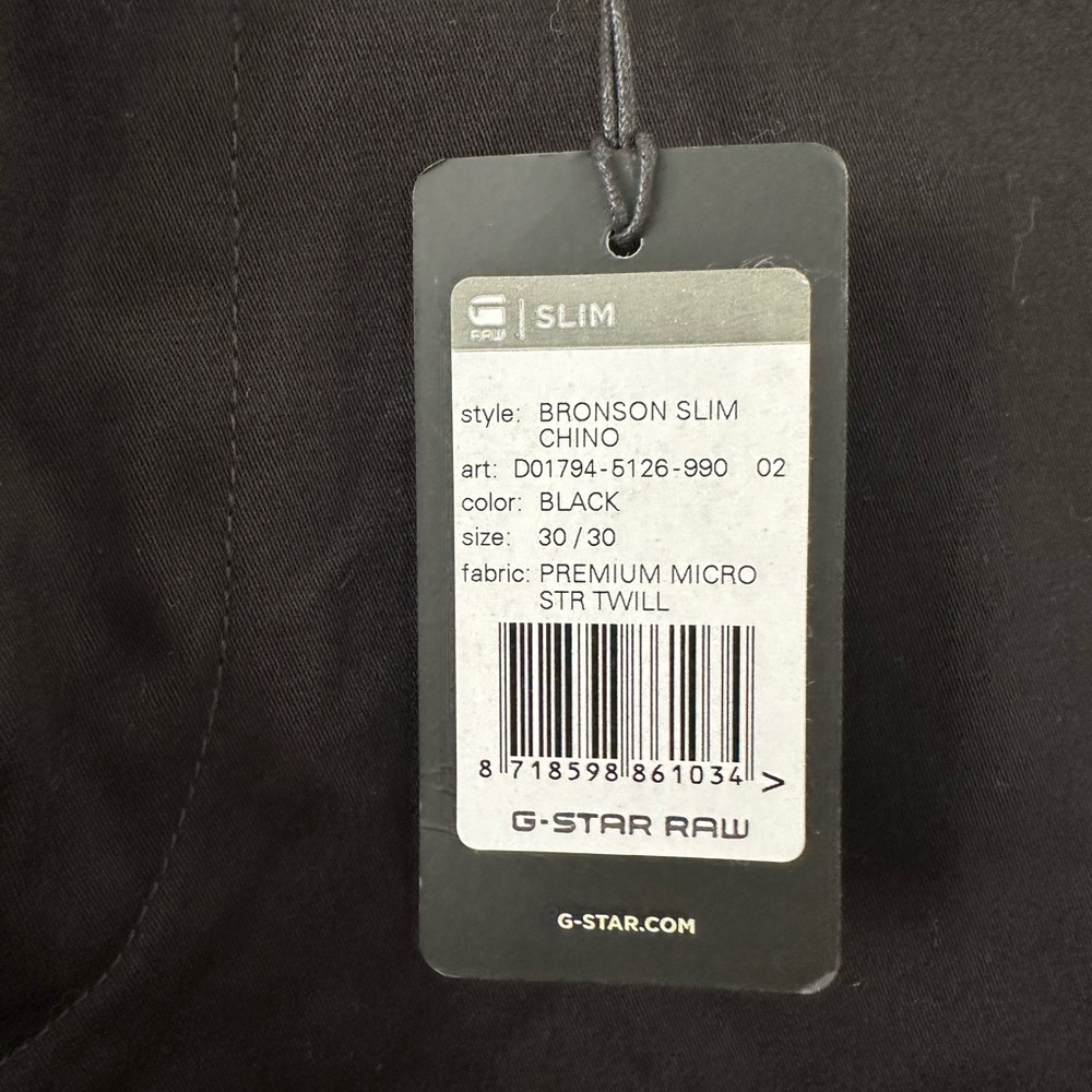 G-Star Black Bronson Slim Chino